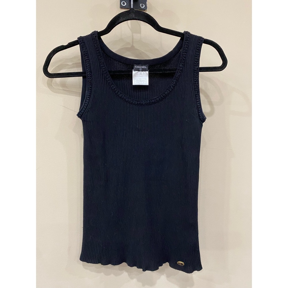 Chanel black CC tank top